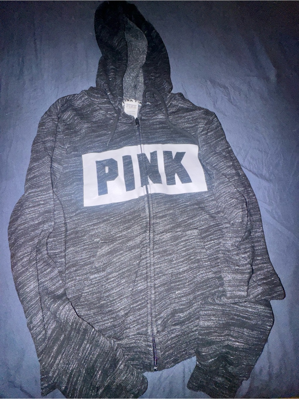PINK Victoria's Secret Charcoal Marled Zip Hoodie